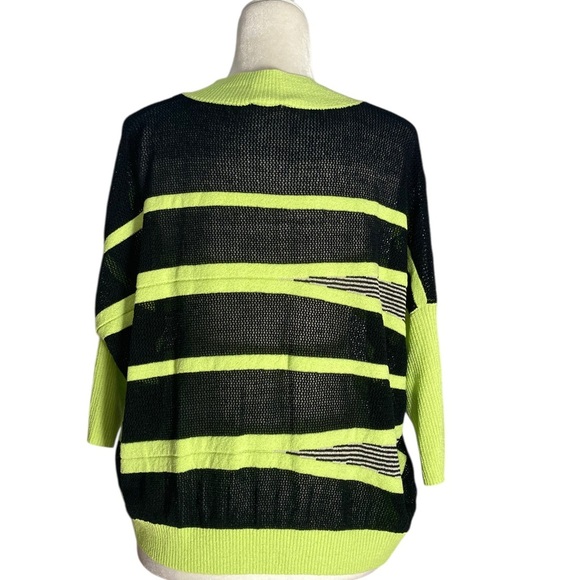 Kerisma Knit Top Black and Neon Green Striped Sweater Bold - Picture 4 of 8